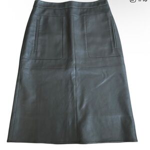 BCBG Maxariza Black faux Leather Margaux A-Line Midi Skirt NWT Size 0